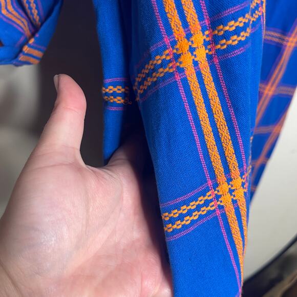 Mara Hoffman Lysa Blue Orange Oversized V neck Maxi dress XS - Picture 6 of 9